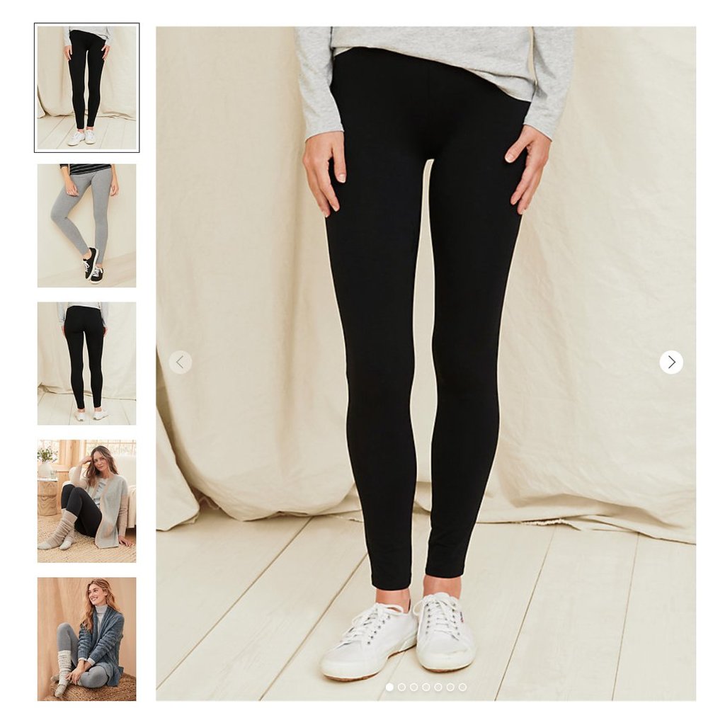 Garnet Hill Everyday Cotton Knit Leggings in Black Size Small NWT
